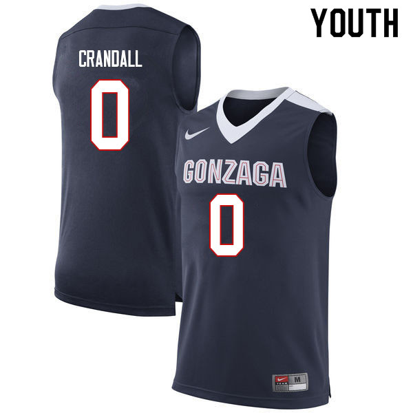 Youth Gonzaga Bulldogs #0 Geno Crandall College Basketball Jerseys Sale-Navy